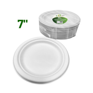 50pc 7" Biodegradable Bagasse Plates