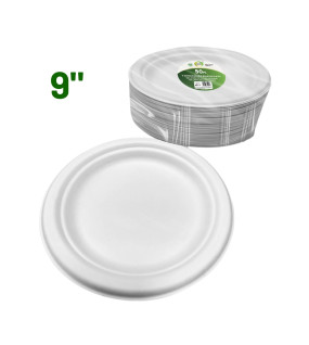 50pc 9" Biodegradable Bagasse Plates