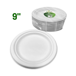 50pc 9" Biodegradable Bagasse Plates