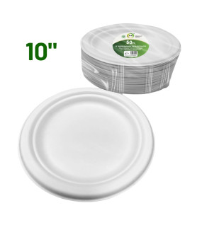 50pc 10" Biodegradable Bagasse Plates