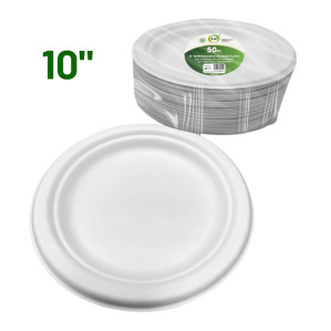 50pc 10" Biodegradable Bagasse Plates