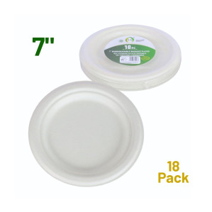 18pc 7" Biodegradable Bagasse Plates
