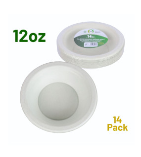 14pc 12oz Biodegradable Bagasse Bowls