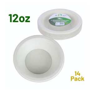 14pc 12oz Biodegradable Bagasse Bowls