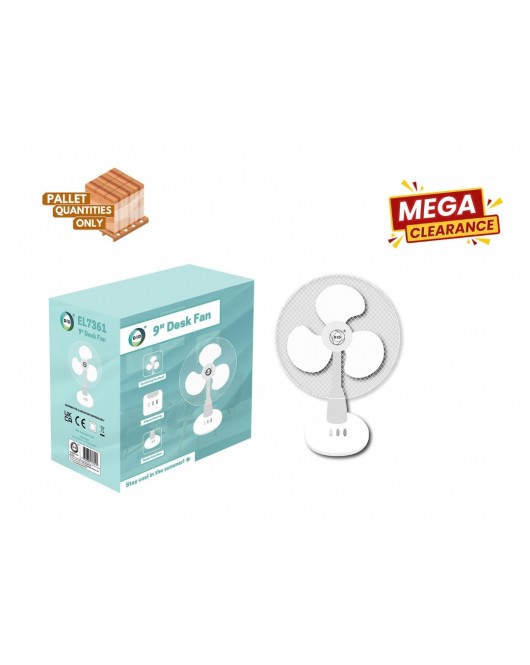 Oscillating 9Inch Desk Fan (White)