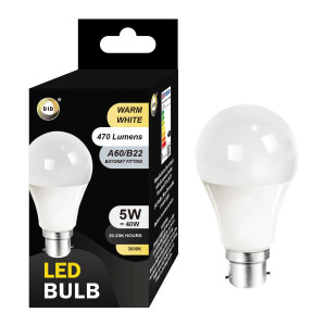 Warm White Led Bulb 5W A60/B22