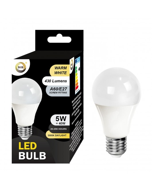 Warm White Led Bulb 5W A60/E27