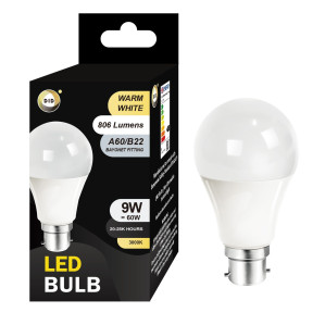 Warm White Led Bulb 9W A60/B22