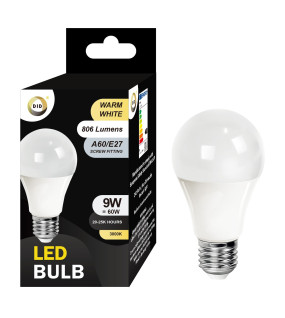Warm White Led Bulb 9W A60/E27