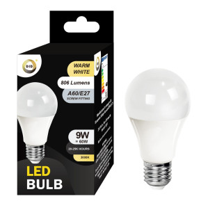 Warm White Led Bulb 9W A60/E27