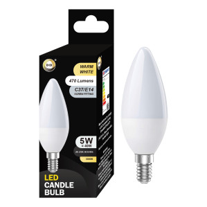 Warm White Led Candle Bulb 5W C37/E14
