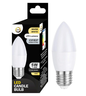 Warm White Led Candle Bulb 5W C37/E27