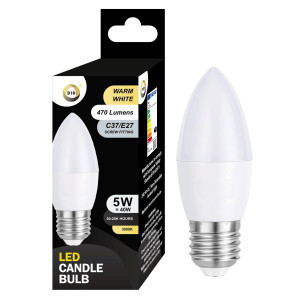 Warm White Led Candle Bulb 5W C37/E27