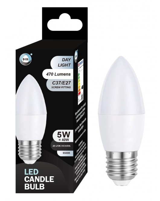 Day Light Led Candle Bulb 5W C37/E27