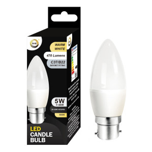 Warm White Led Candle Bulb 5W C37/B22