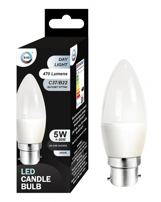 Day Light Led Candle Bulb 5W C37/B22