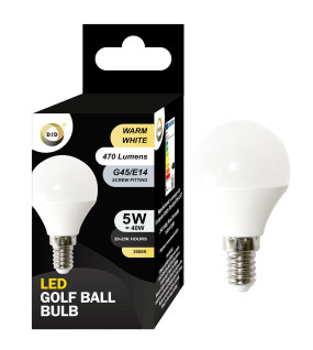 Warm White Led Golf Ball Bulb 5W G45/E14