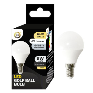 Warm White Led Golf Ball Bulb 5W G45/E14