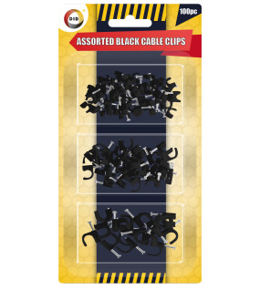 100pc Assorted Black Cable Clips