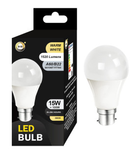 Warm White Led Bulb 15W A60/B22