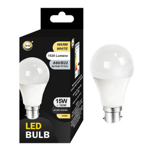 Warm White Led Bulb 15W A60/B22
