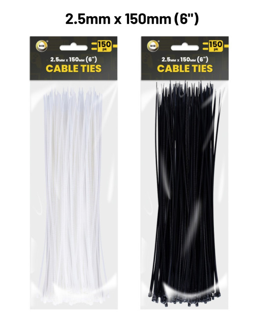 150Pk 150mm x 2.5mm Cable Ties