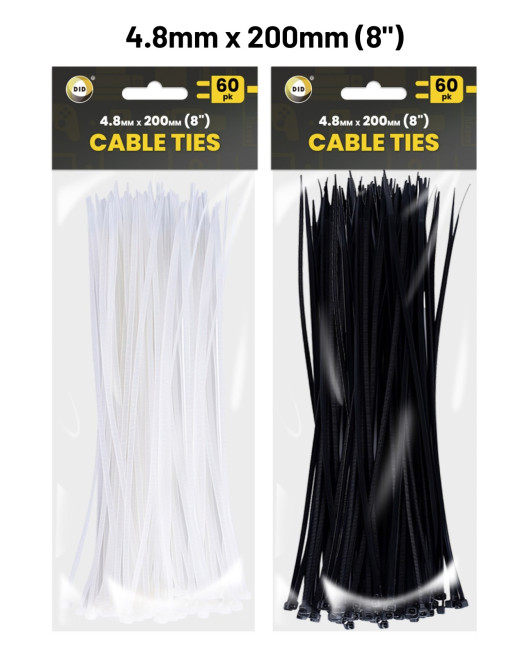 60Pk 200mm x 4.8mm Cable Ties