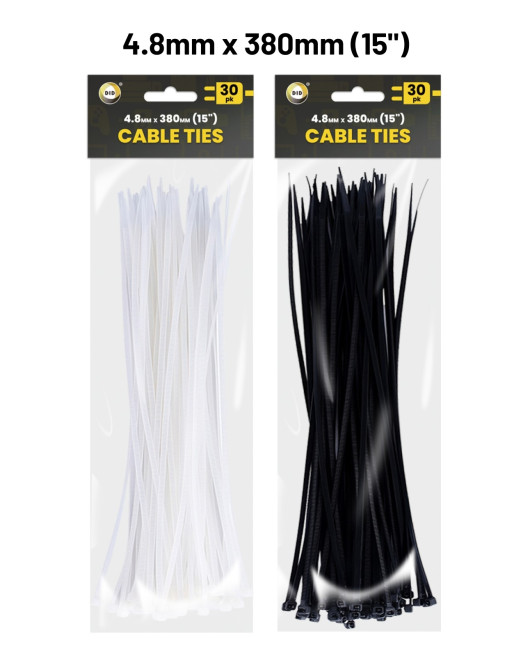 30Pk 380mm x 4.8mm Cable Ties 30Pk 380mm x 4.8mm Cable Ties