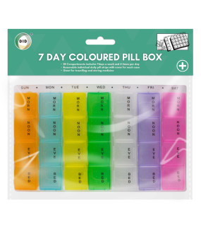 7 Day Coloured Pill Box