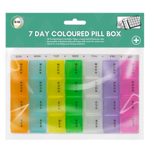 7 Day Coloured Pill Box