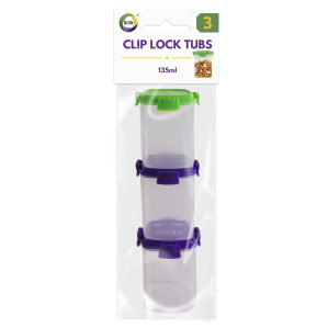 3pc 135ml Clip Lock Tubs