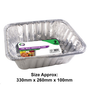 2pc Foil Deep Roaster Pan (Approx 330mm x 260mm x 100mm)