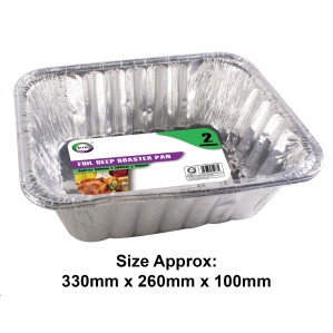 2pc Foil Deep Roaster Pan (Approx 330mm x 260mm x 100mm)