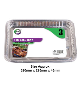 3pc Foil Bake Tray (Approx 320mm x 225mm x 45mm)