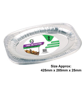 2pc Large Foil Platters (Approx 425mm x 285mm x 25mm)