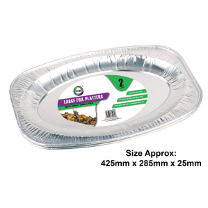 2pc Large Foil Platters (Approx 425mm x 285mm x 25mm)