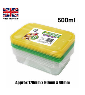 6pc 500ml Plastic Containers with Lids