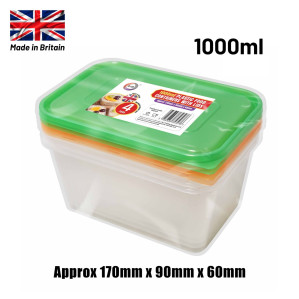 4pc 1000ml Plastic Containers with Lids