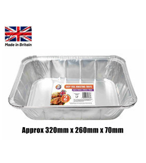 2pc Deep Foil Roasting Trays (Approx 320mm x 260mm x 70mm)