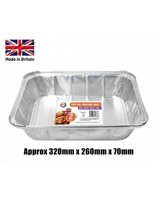 2pc Deep Foil Roasting Trays (Approx 320mm x 260mm x 70mm)