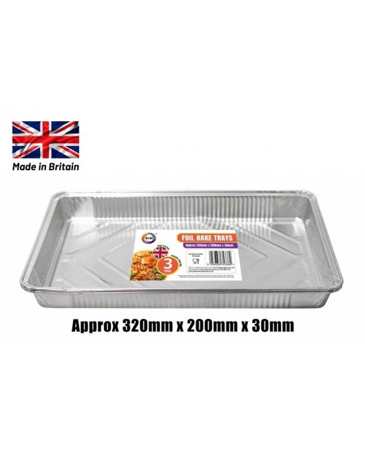 3pc Foil Bake Trays (Approx 320mm x 200mm x 30mm)