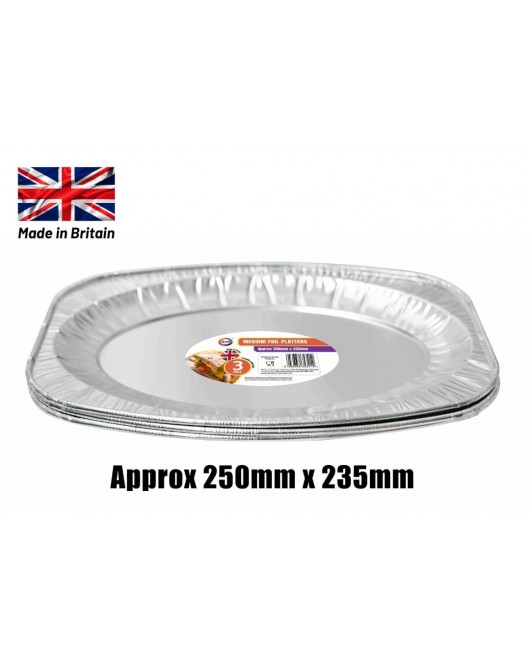 3pc Medium Foil Platters (Approx 350mm x 235mm)