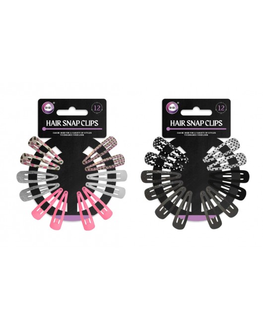 12Pk Hair Snap Clips