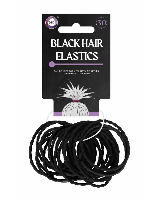 30Pk Black Hair Elastics