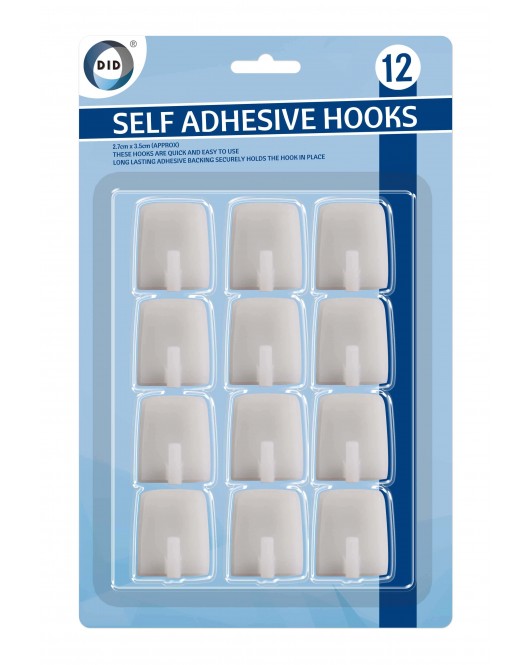 12pc Self Adhesive Hooks