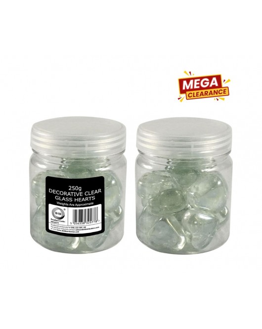 250g Decorative Clear Glass Hearts