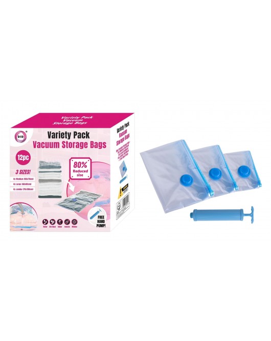 12pc Variety Pack Vacuum Storage Bags