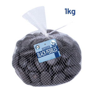 1Kg Decorative Polished Black Pebbles