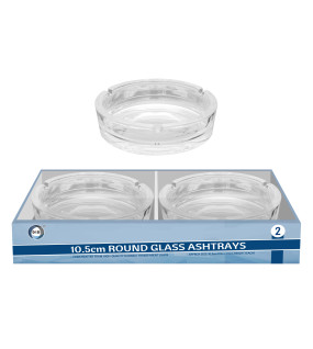 2pc 10.5cm Round Glass Ashtrays