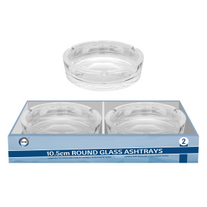 2pc 10.5cm Round Glass Ashtrays